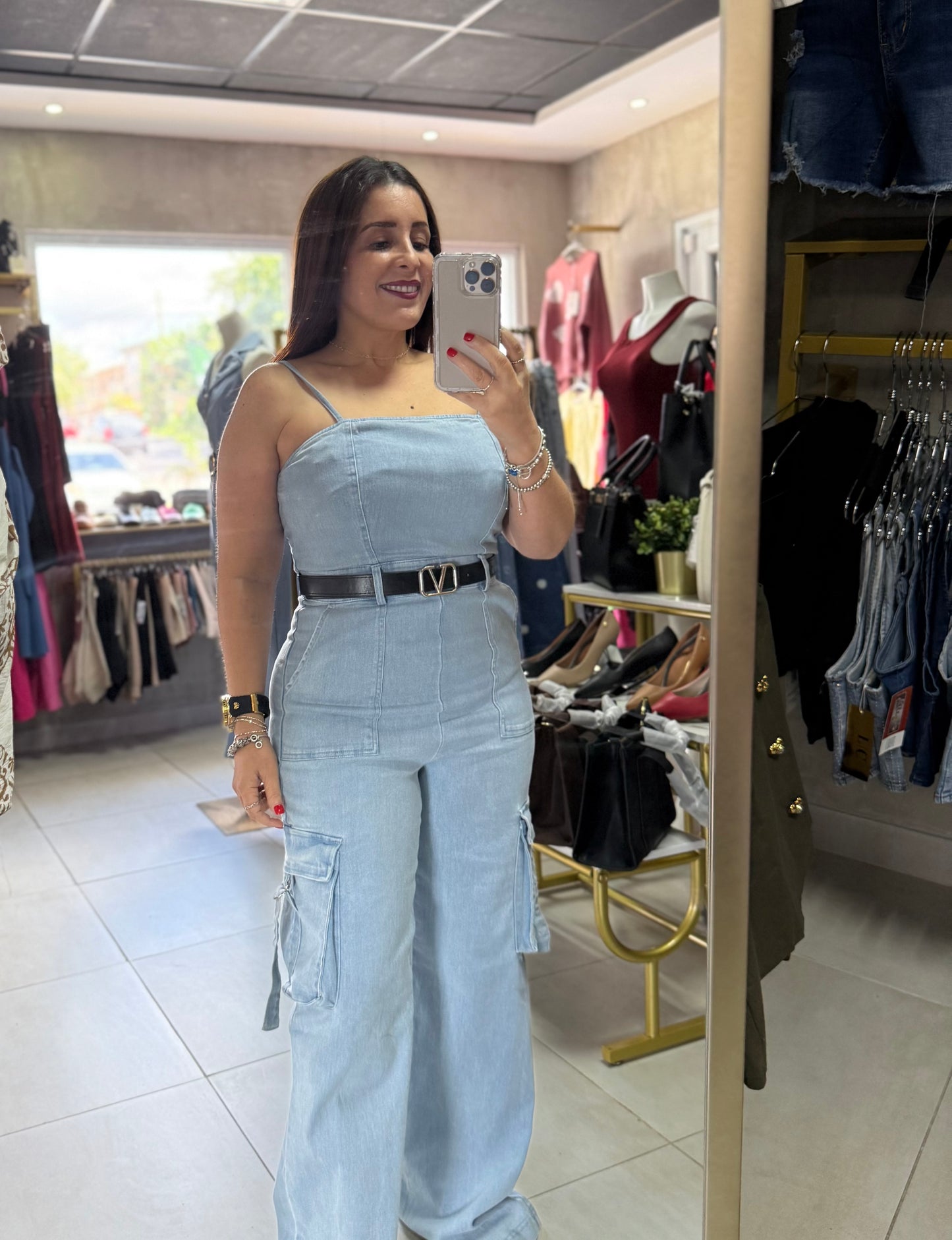 Jumpsuit de Mahón con Bolsillos Cargo