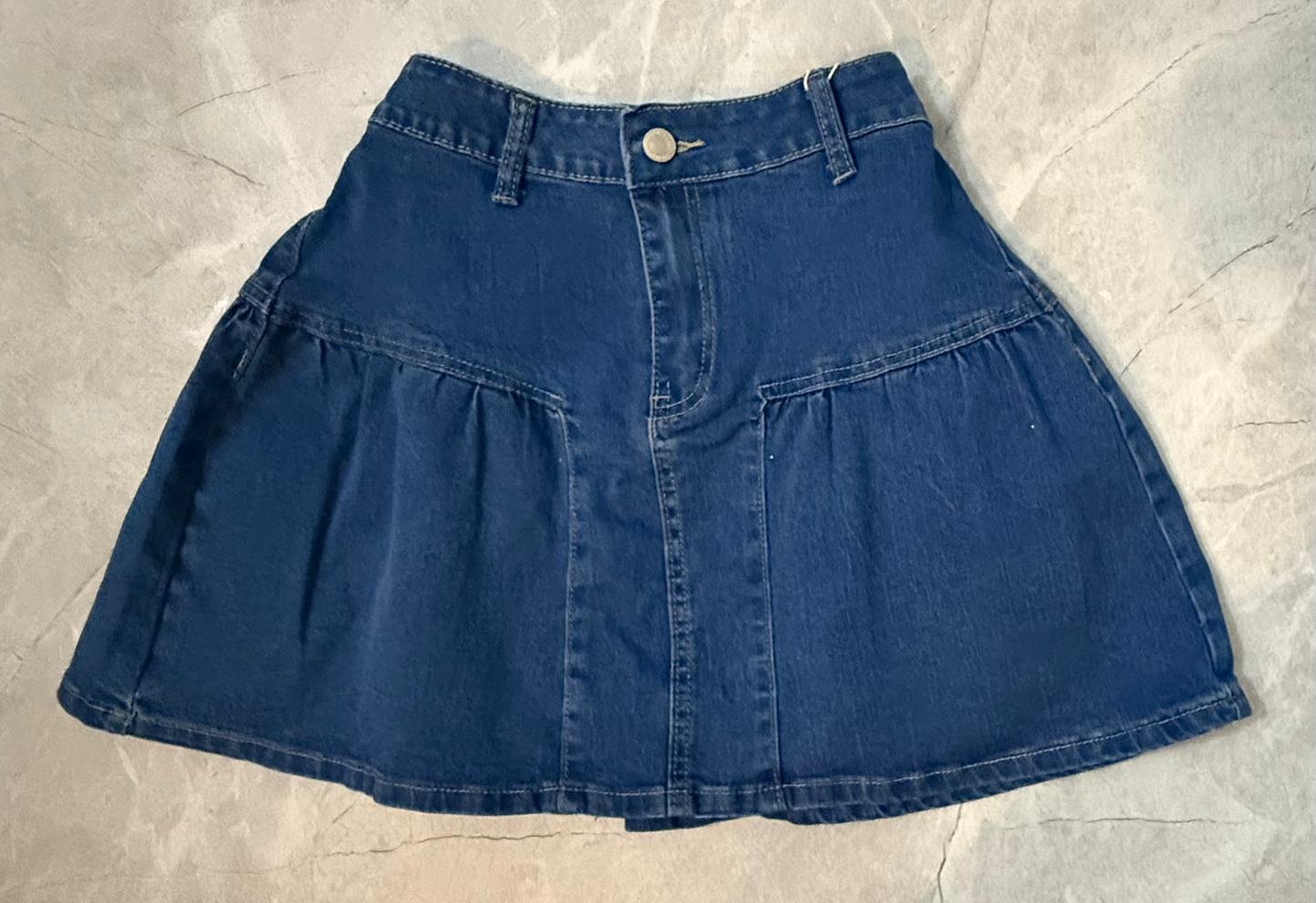 Falda de Mahón Azul con Diseño Acampanado
