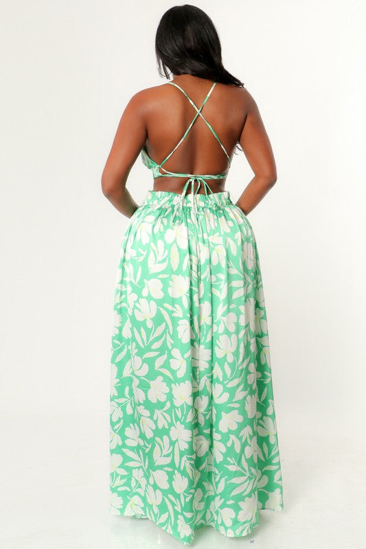 Vestido Maxi Floral Verde