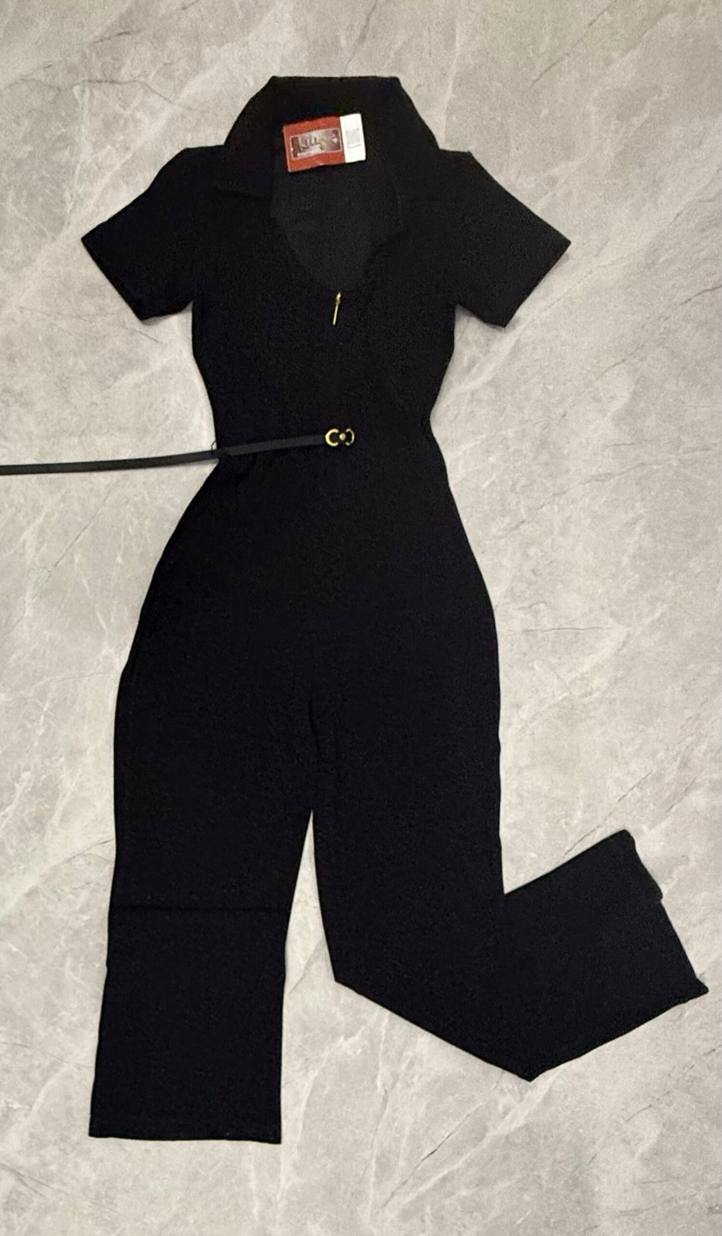 Jumpsuit Negro Elegante con Cinturón