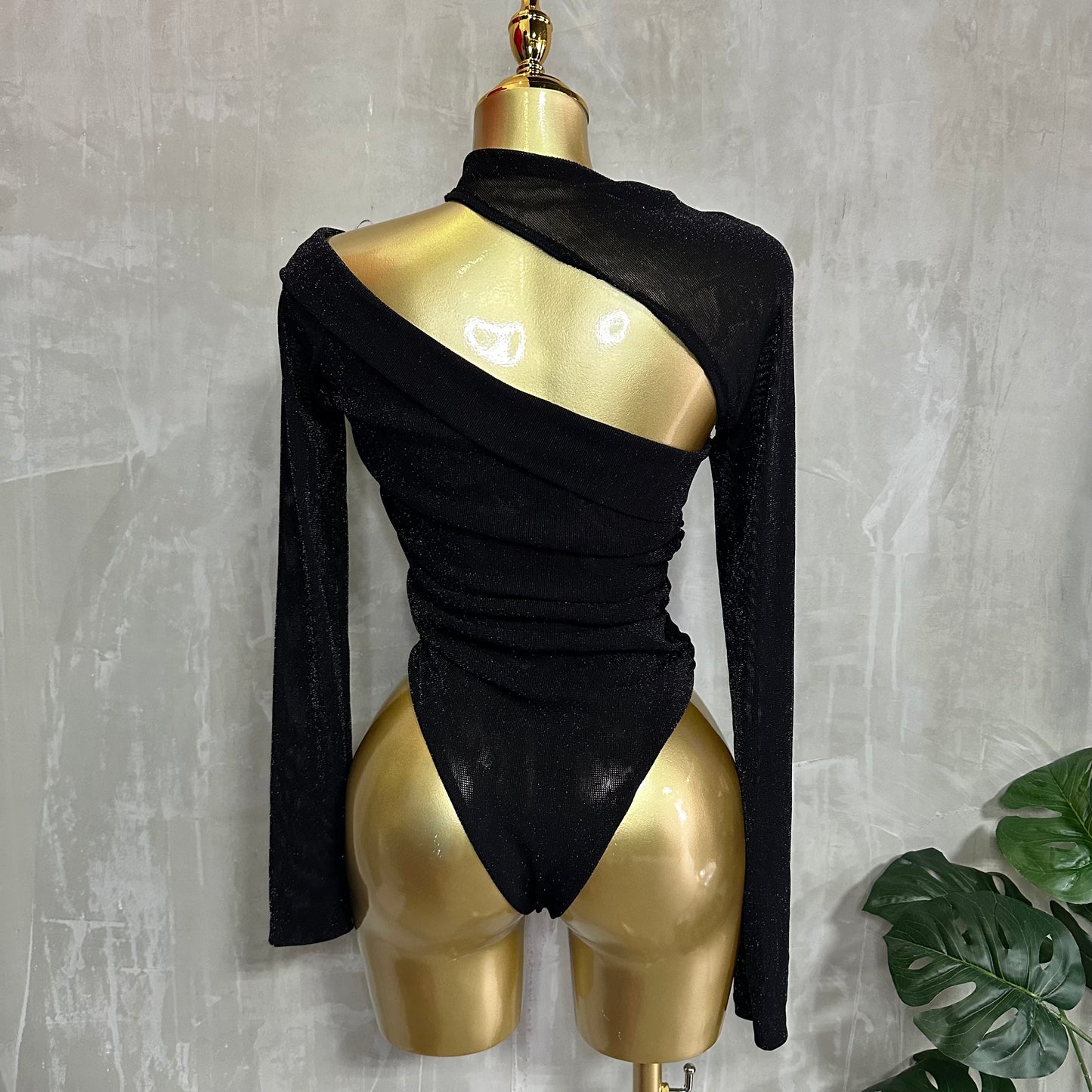 Body Asimétrico Brillante Negro