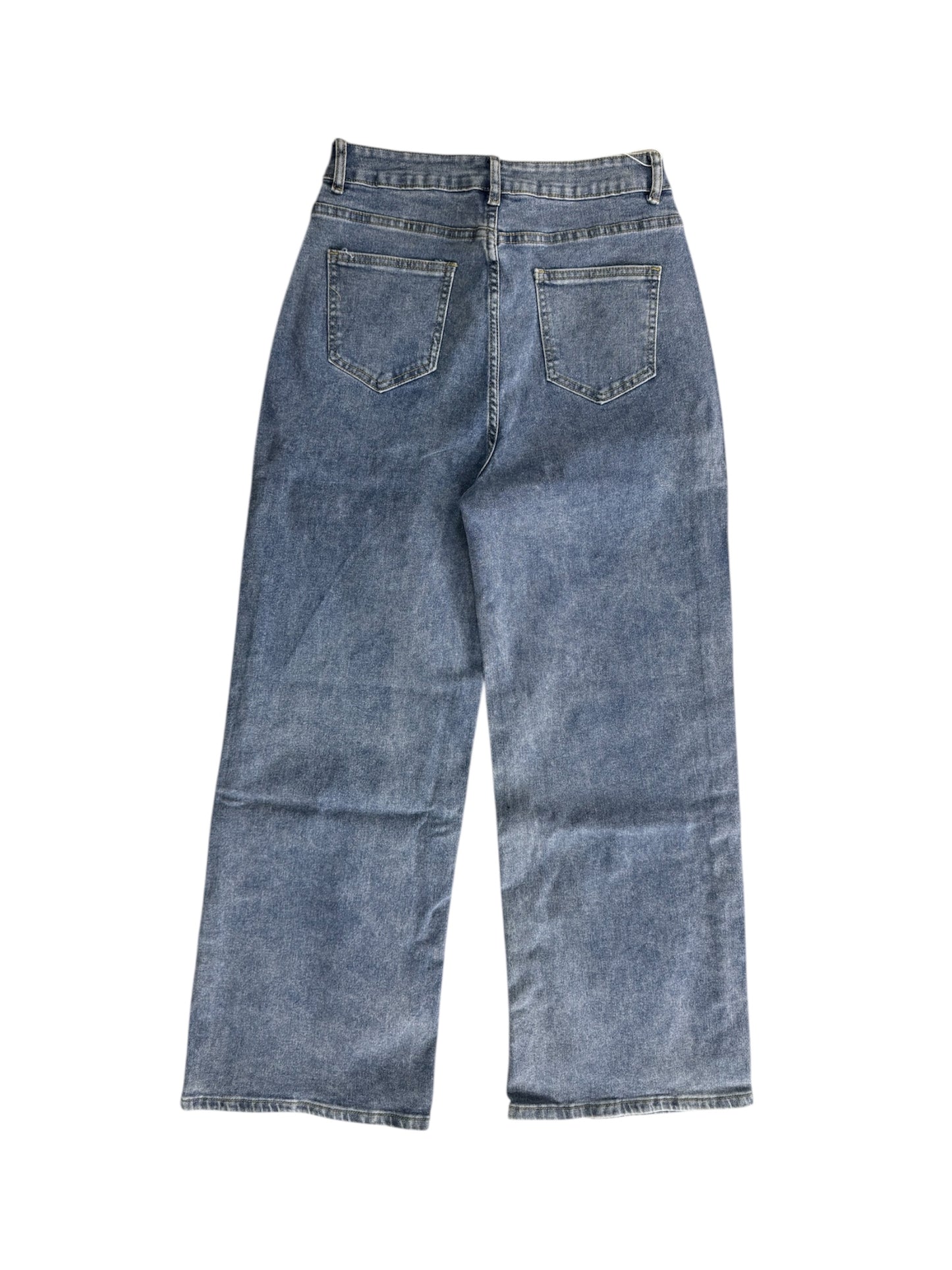 Mahón Wide Leg Denim Oscuro con Brillos