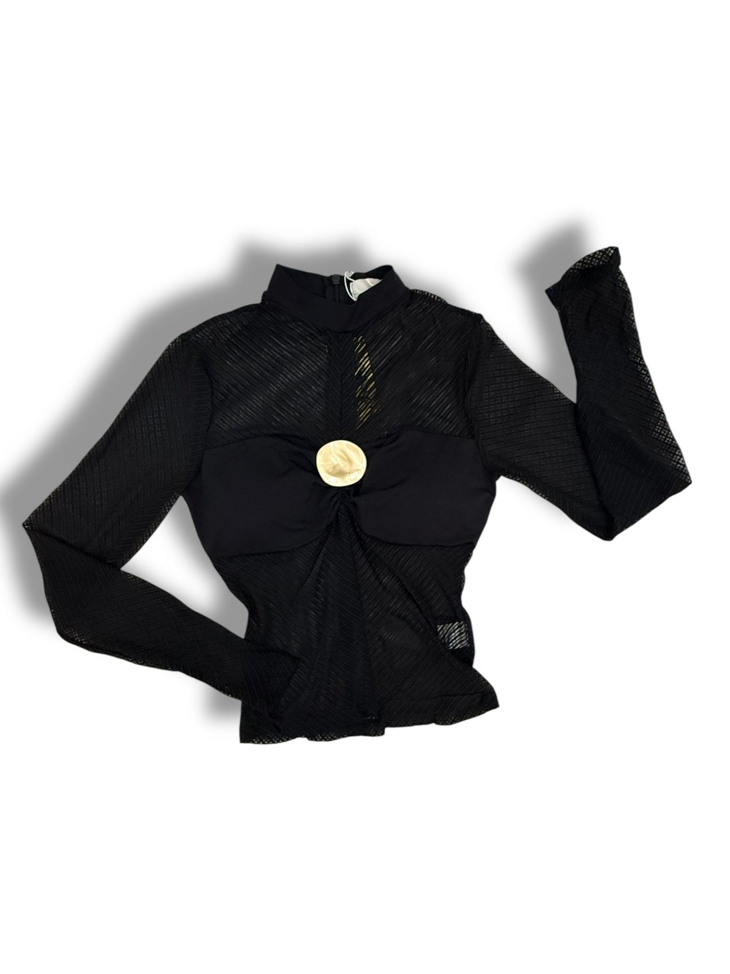 Body Negro Transparente con Detalle Dorado