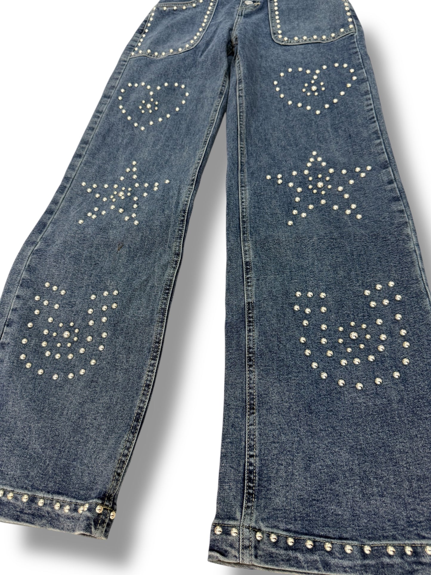 Mahones Wide Leg con Perlas y Diseños