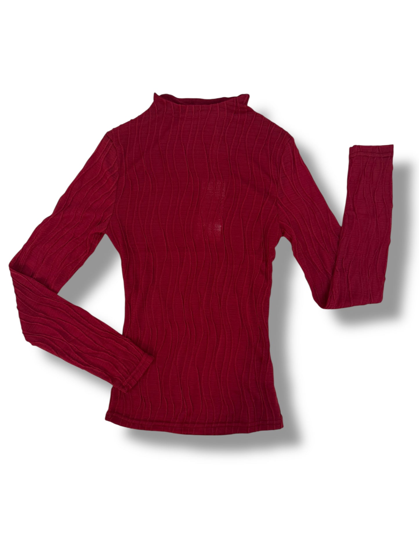 Blusa Manga Larga Cuello Semi-Alto Texturizada