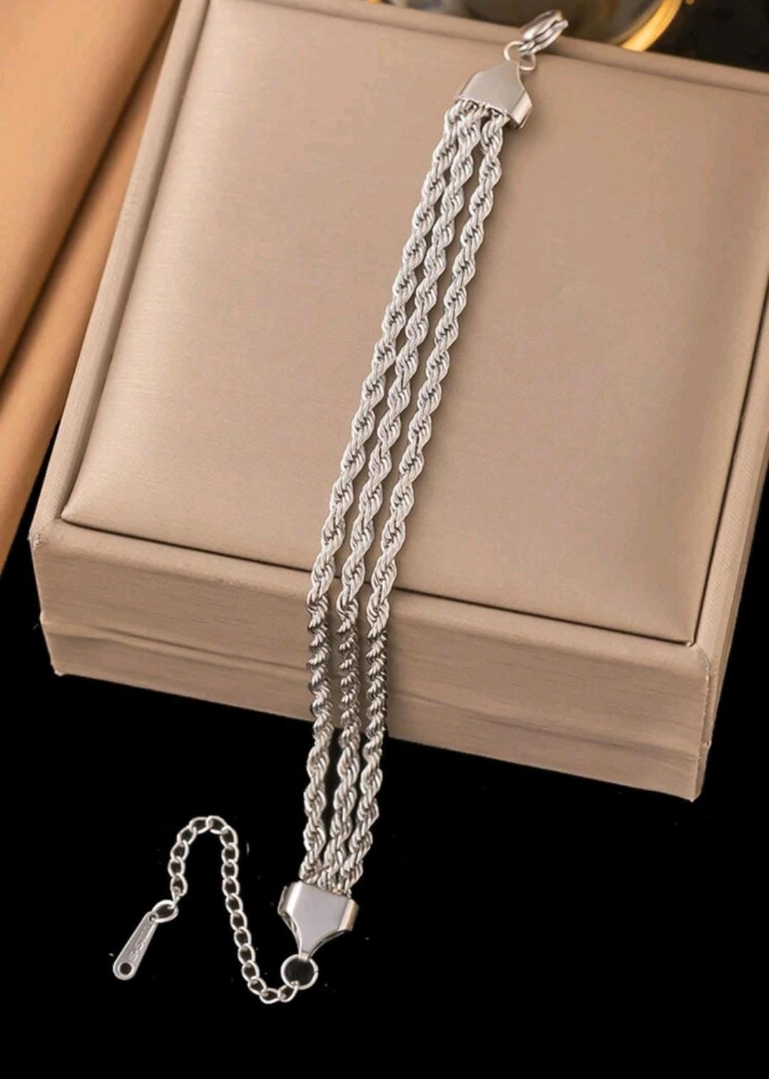 Pulsera de Acero Inoxidable Triple Cadena