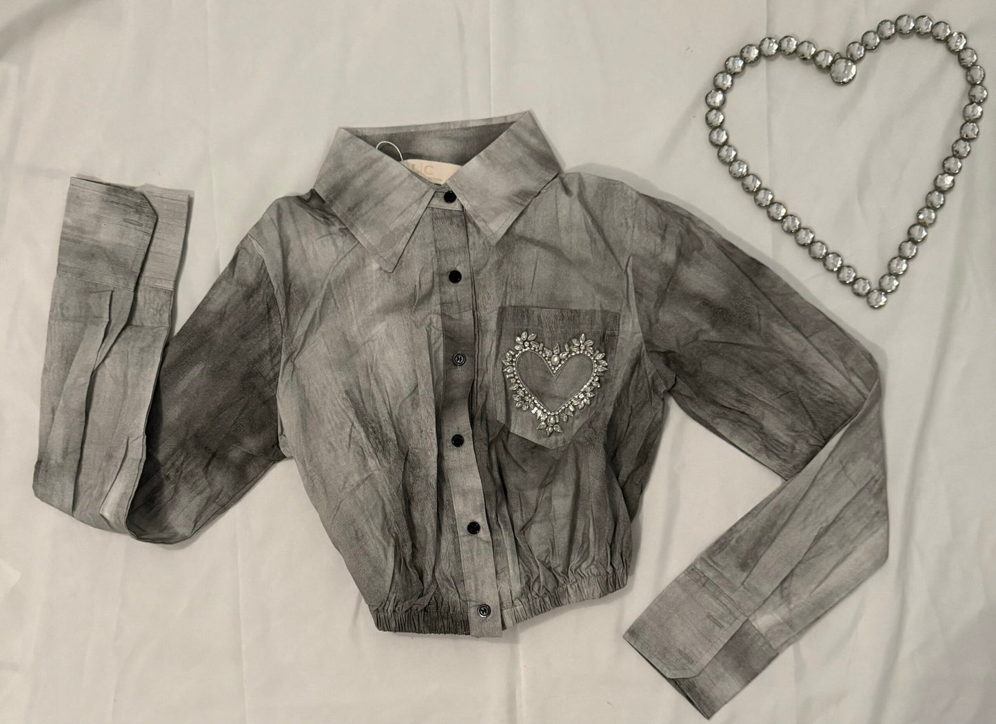 Blusa Denim con Corazón en Pedrería image 0