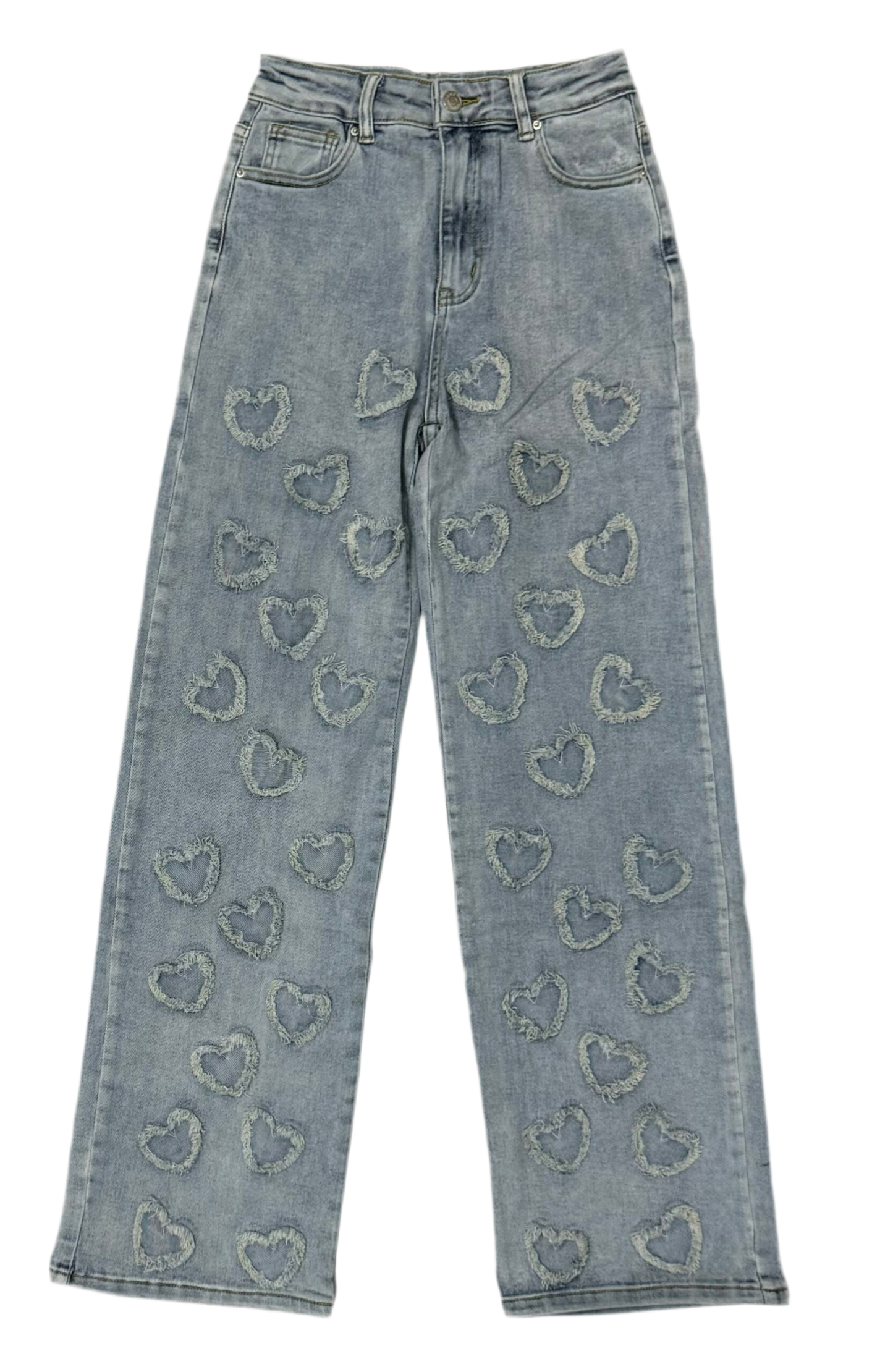 Pantalón de Mahón con Diseño de Corazones