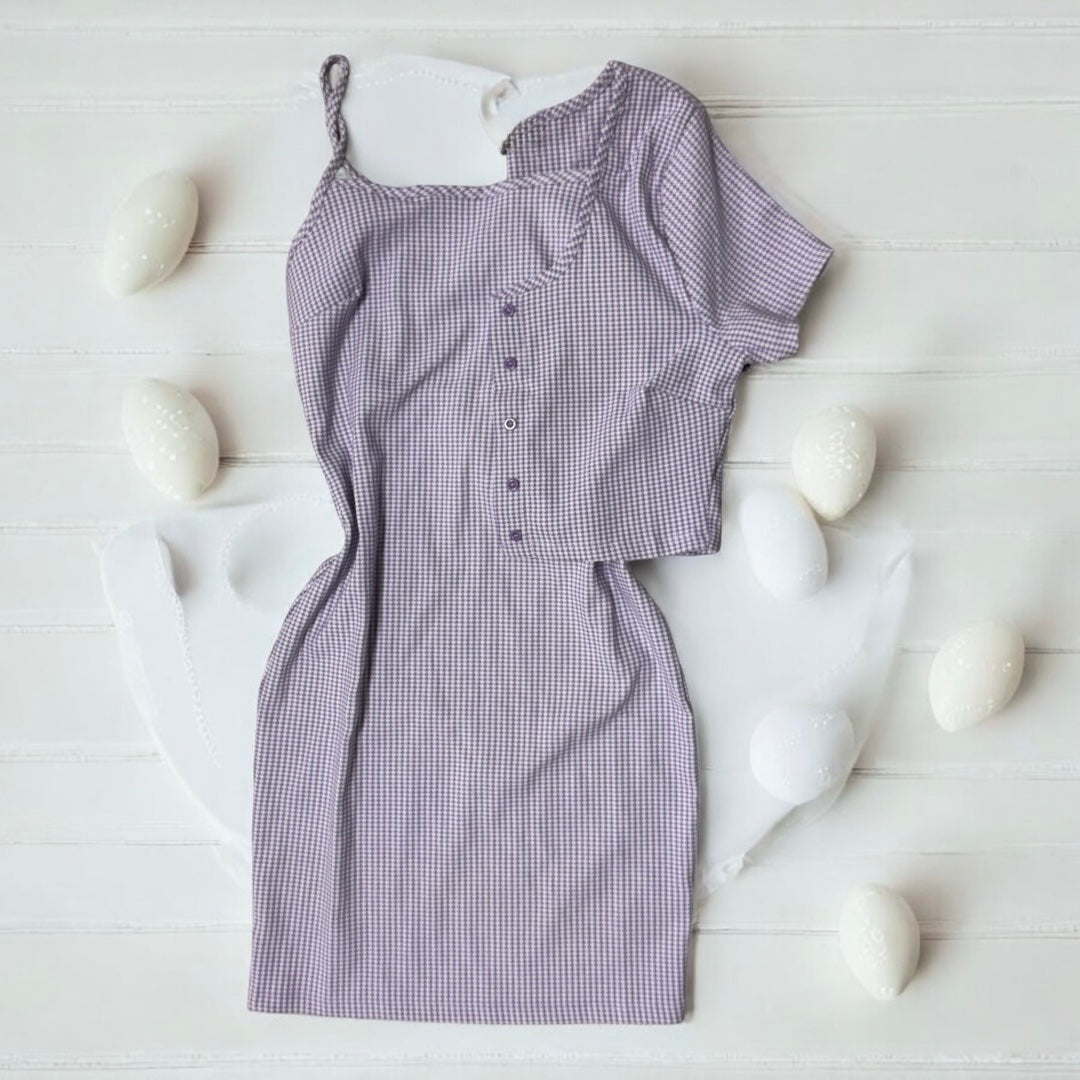Vestido Elegancia Clásica de Corte Asimétrico - Large, Purple image
