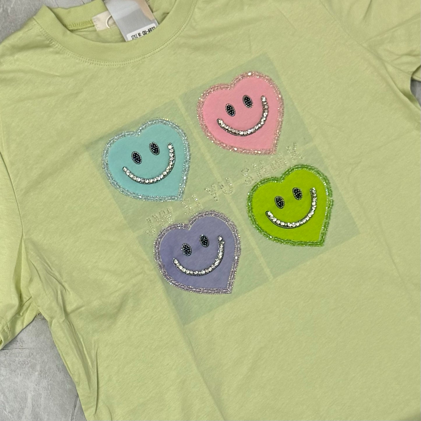 Camisa Plus de Algodón con Corazones Smiley y Detalles Brillantes image 1