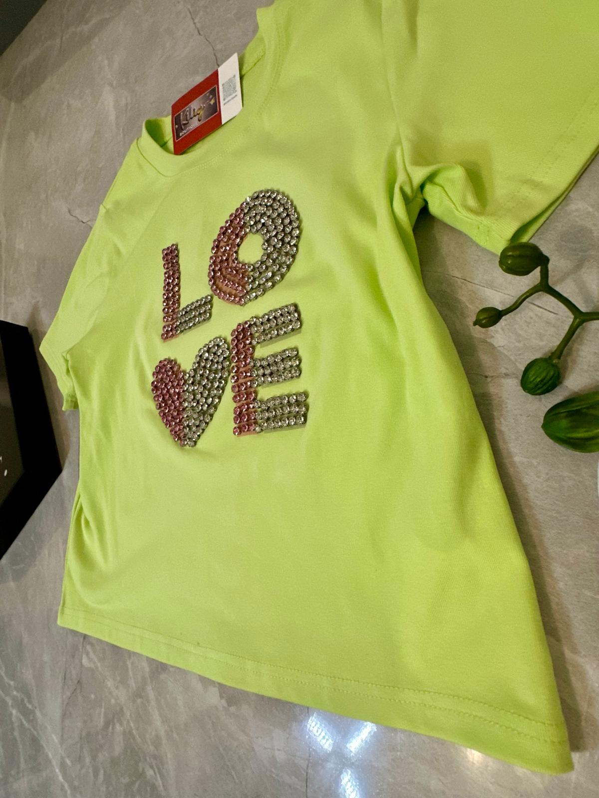 Camiseta Neon con Diseño "LOVE" con rhinestones image 1