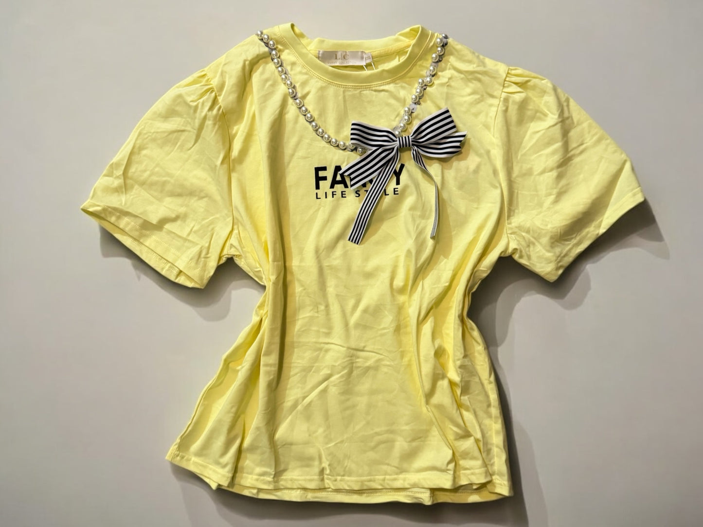 Camisa Amarilla con Perlas y Lazo plus image 0