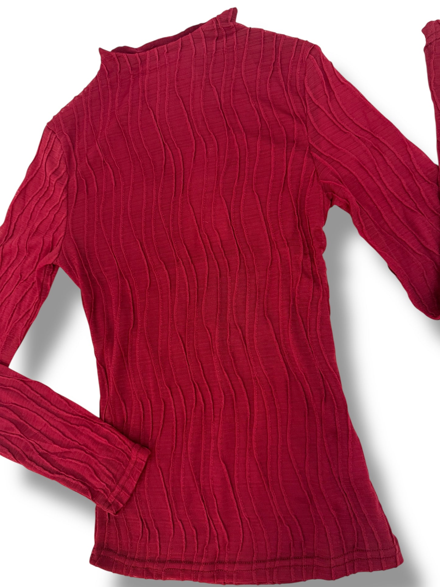 Blusa Manga Larga Cuello Semi-Alto Texturizada
