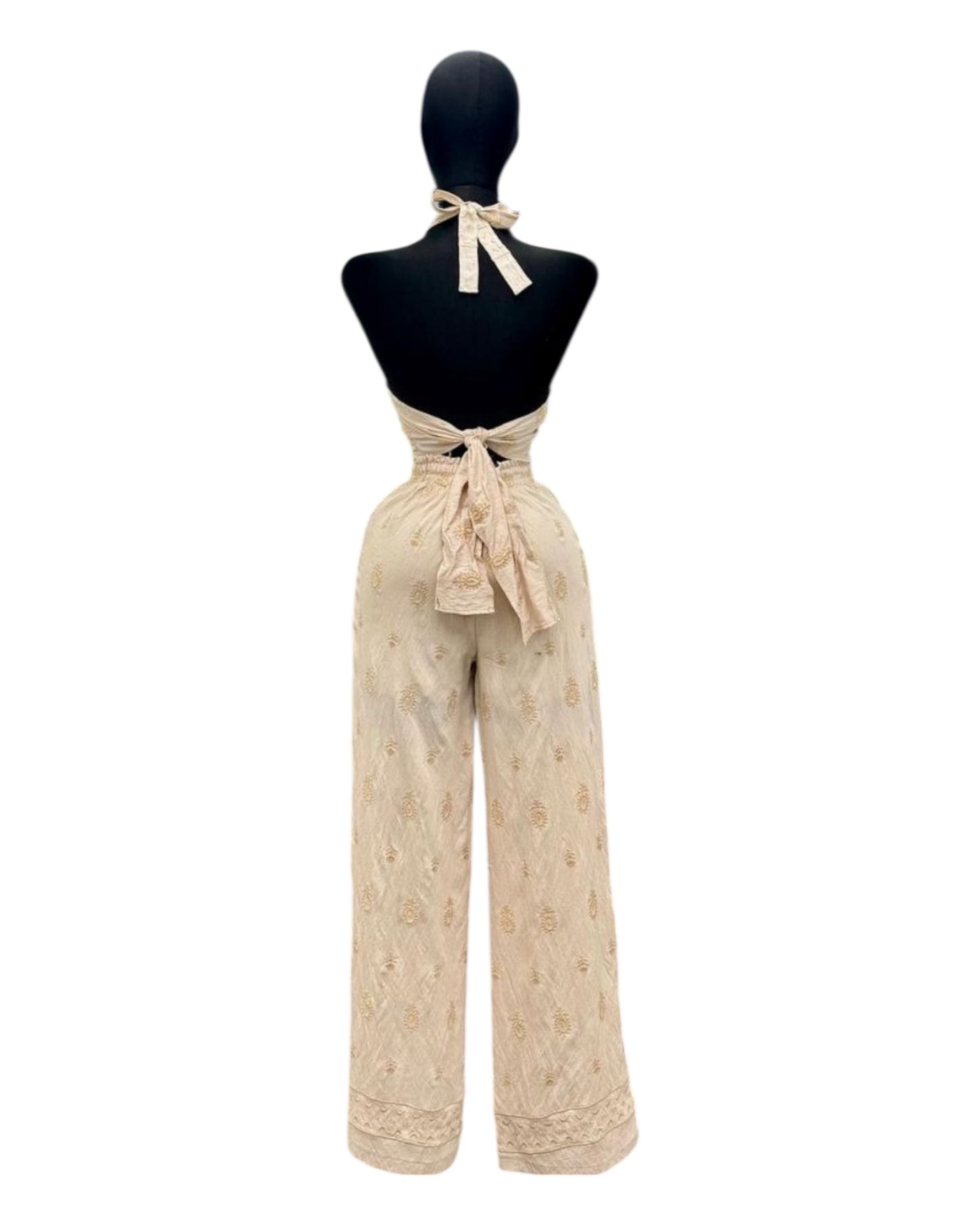 Set Halter Bordado Beige