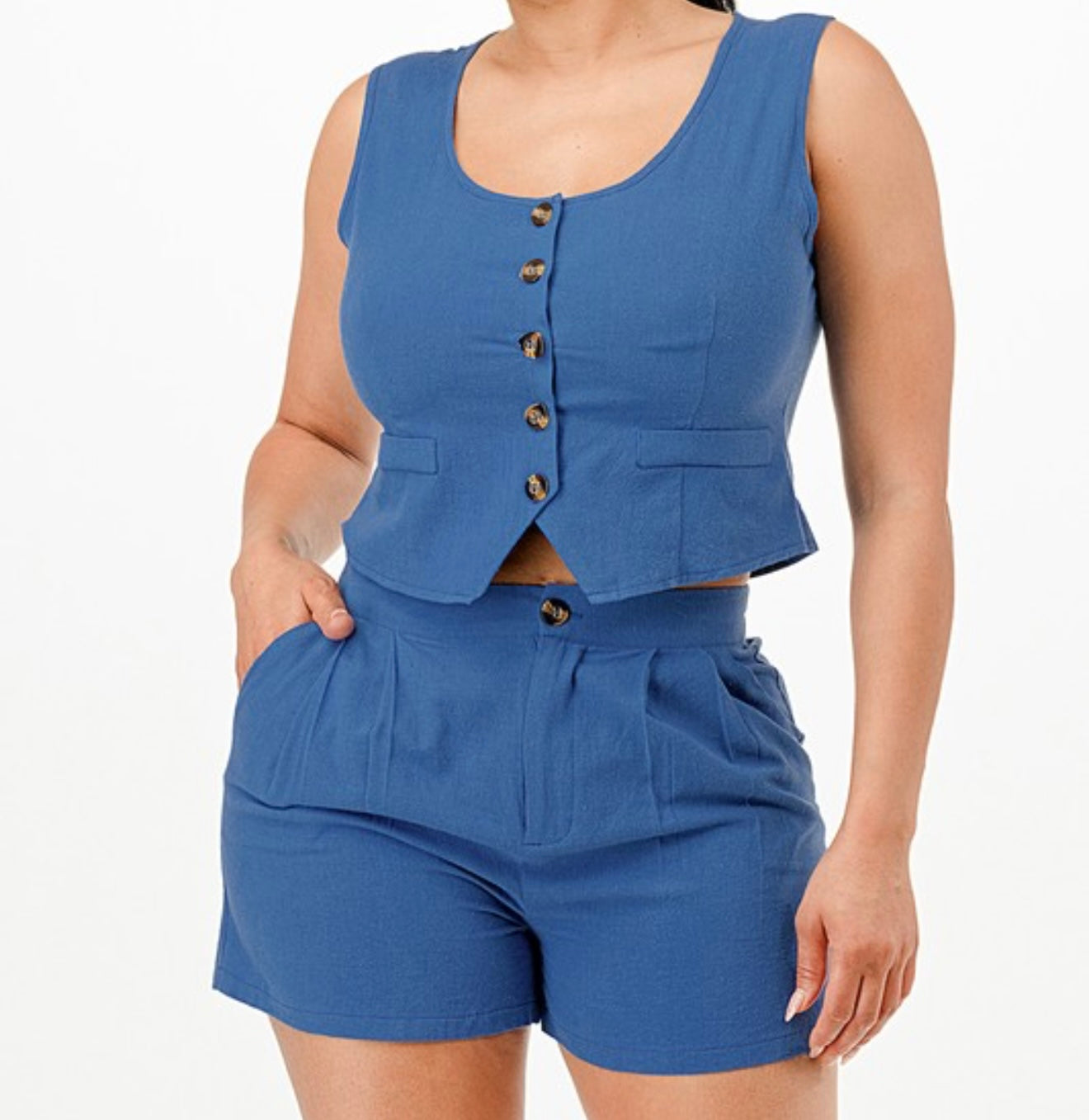Set Casual de Chaleco Cropped y Pantalón Corto