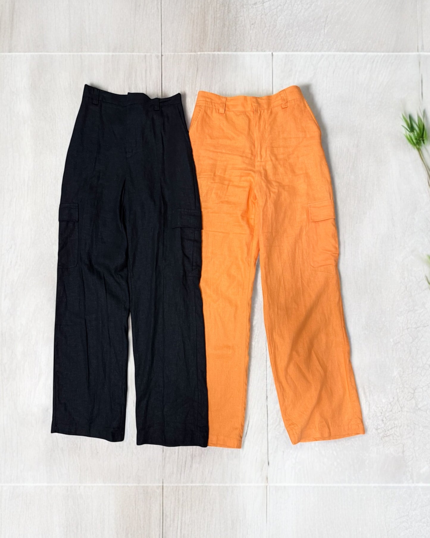 Pantalones Cargo de Lino y Viscosa