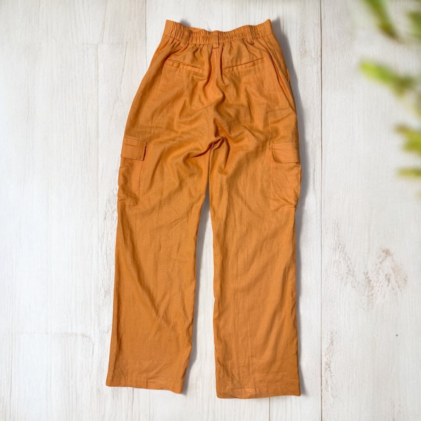Pantalones Cargo de Lino y Viscosa
