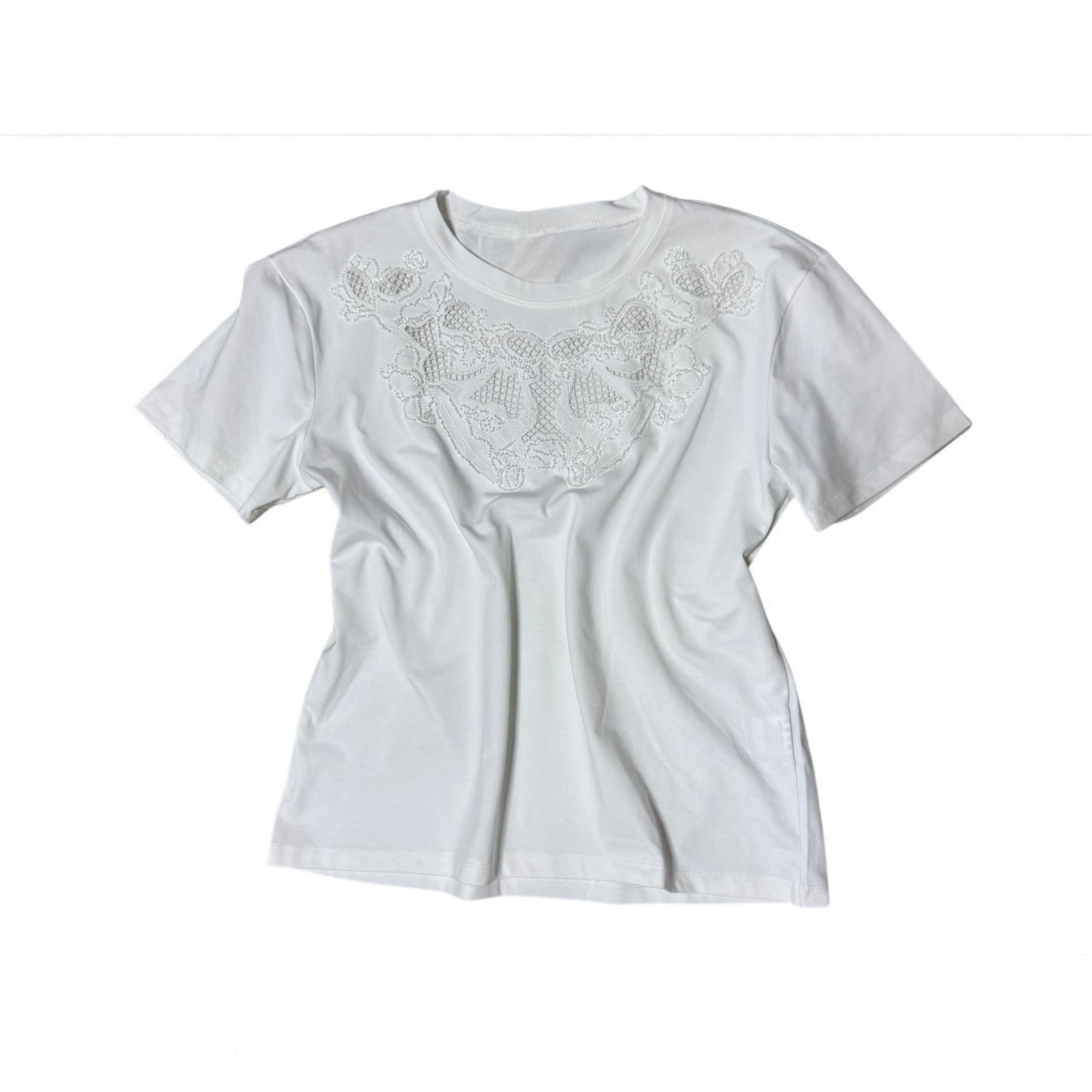 Blusa Blanca con Encaje Bordado
