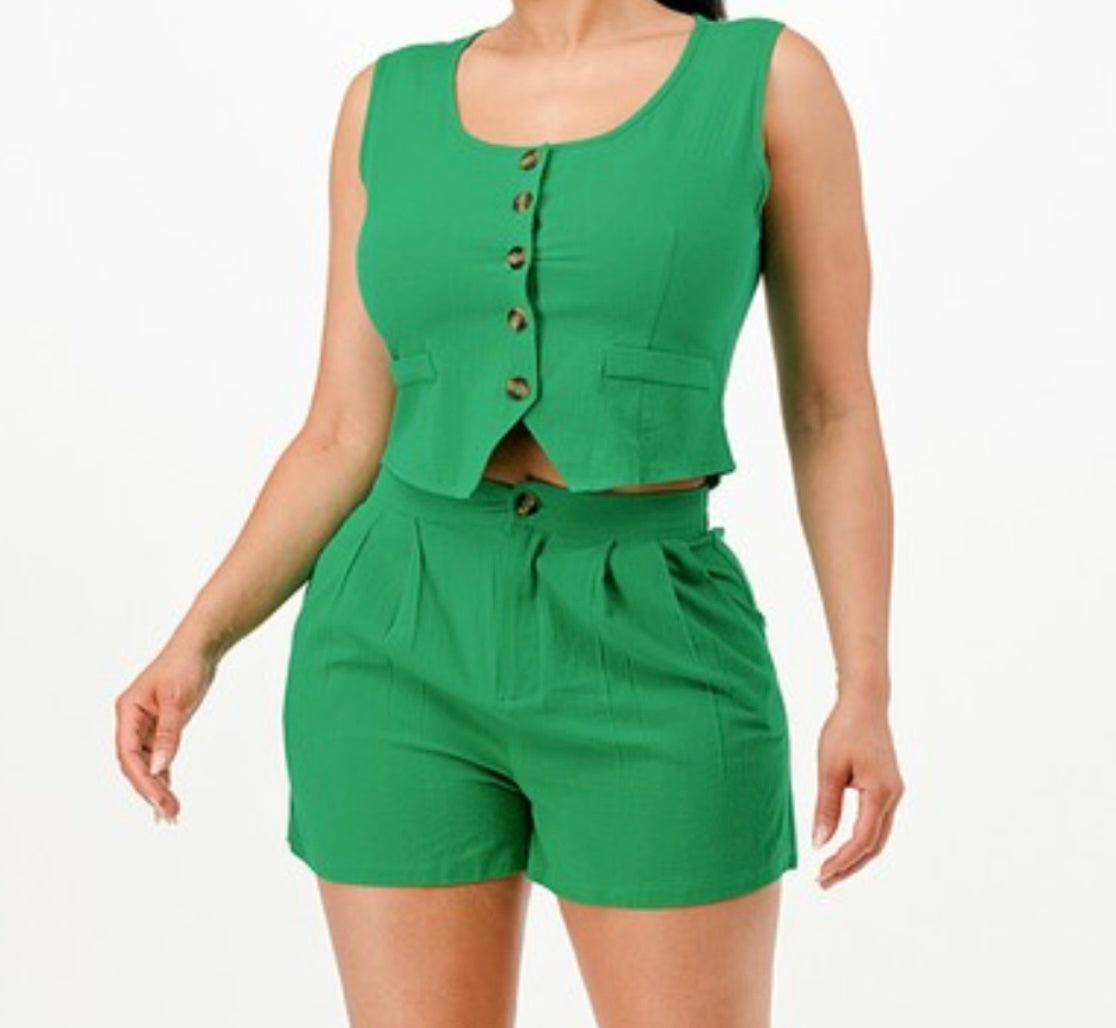 Set Casual de Chaleco Cropped y Pantalón Corto