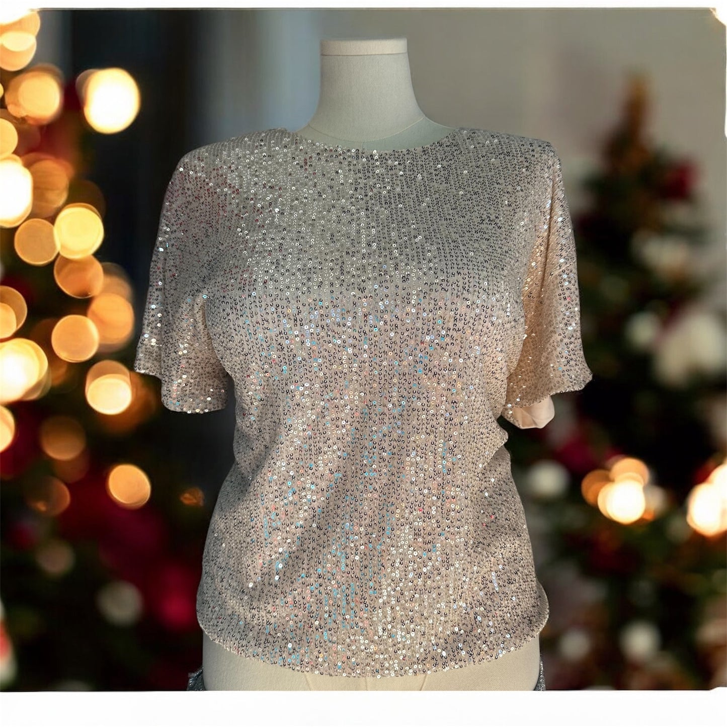 Blusa de Lentejuelas Plus Beige– Tono Natural