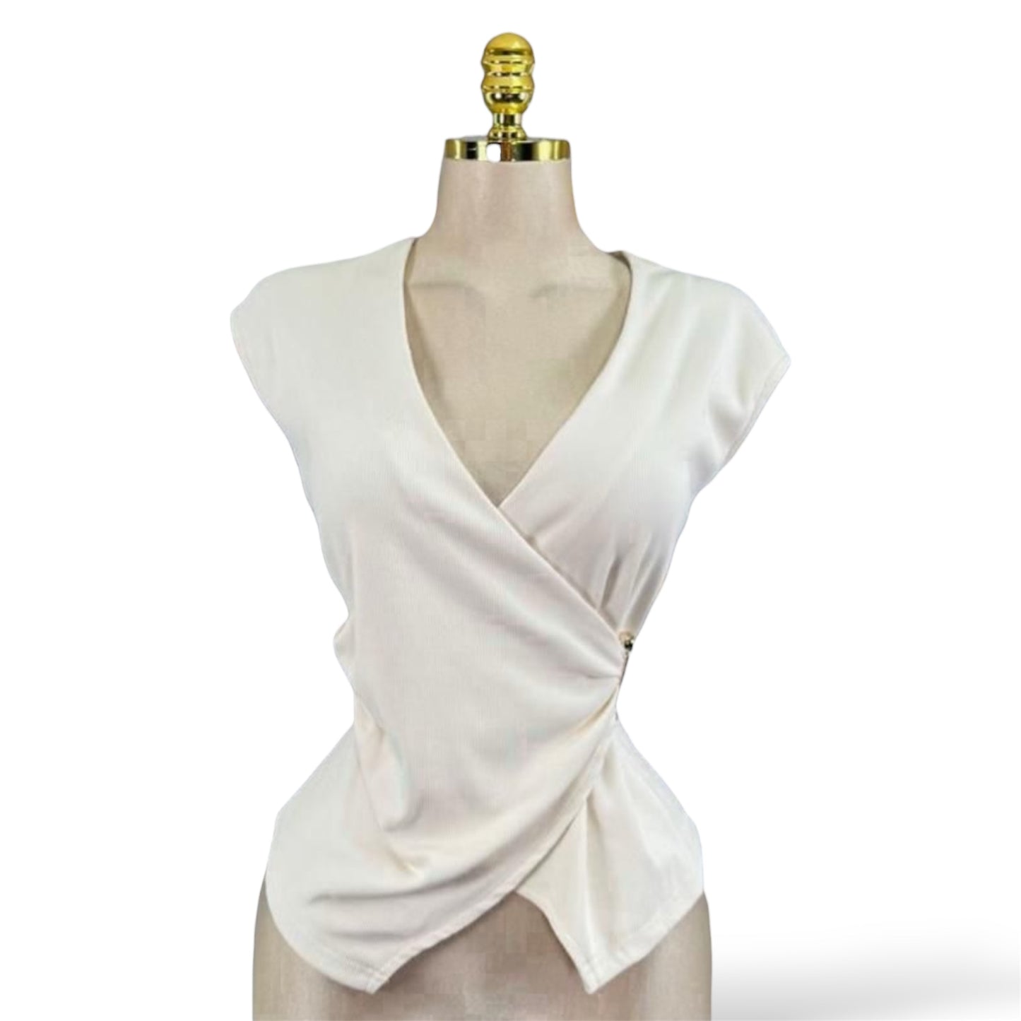 Blusa Ivory Cruzada con Escote en V