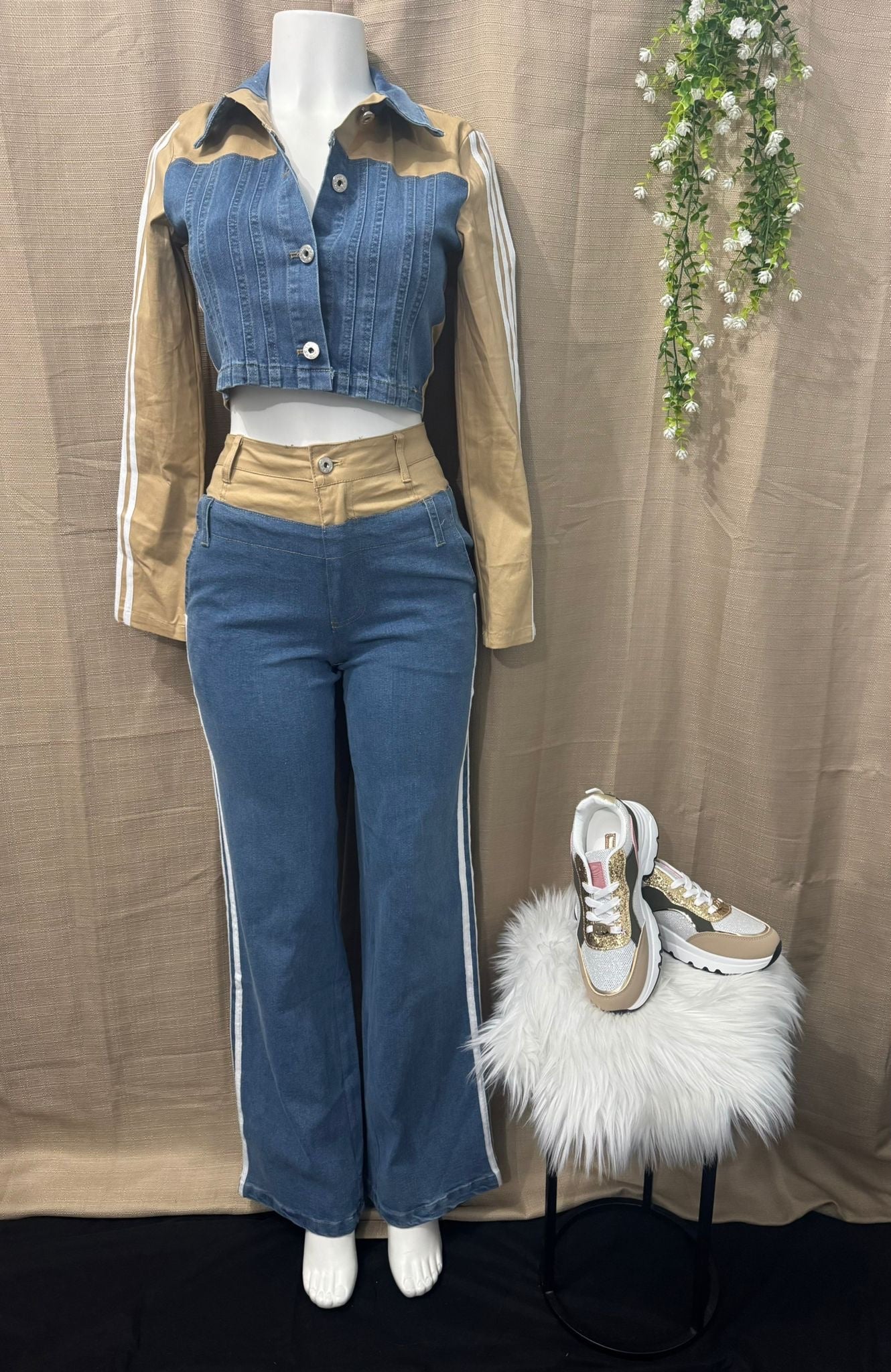 Conjunto Beige y Denim de Dos Piezas - Casual y Chic image 2