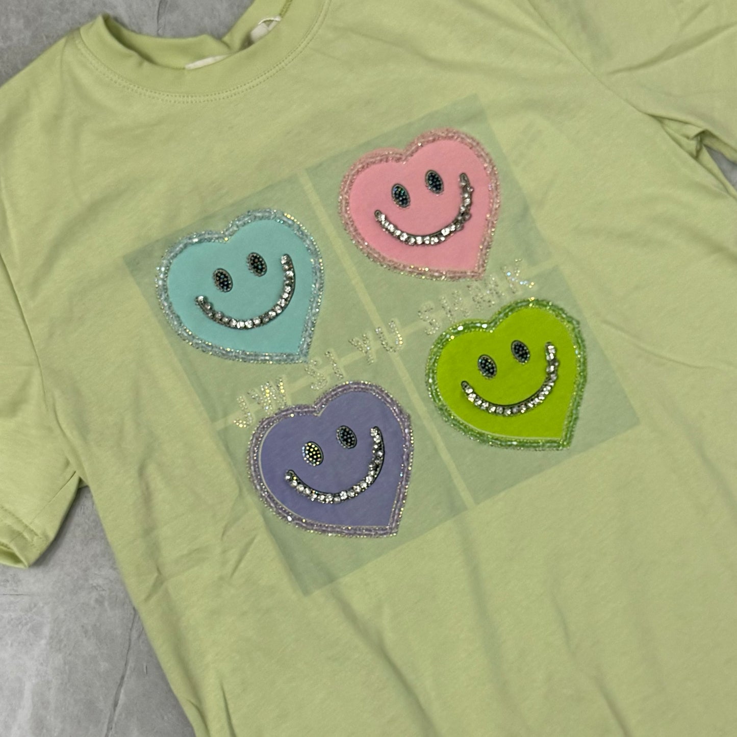 Camisa de Algodón con Corazones Smiley y Detalles Brillantes image 1