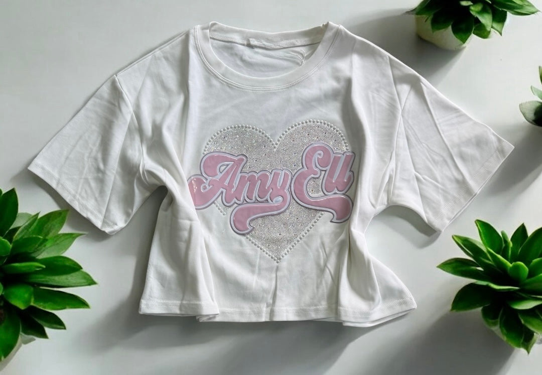 Crop Top Blanco “Amy Ell” con Detalles Brillantes - Medium image