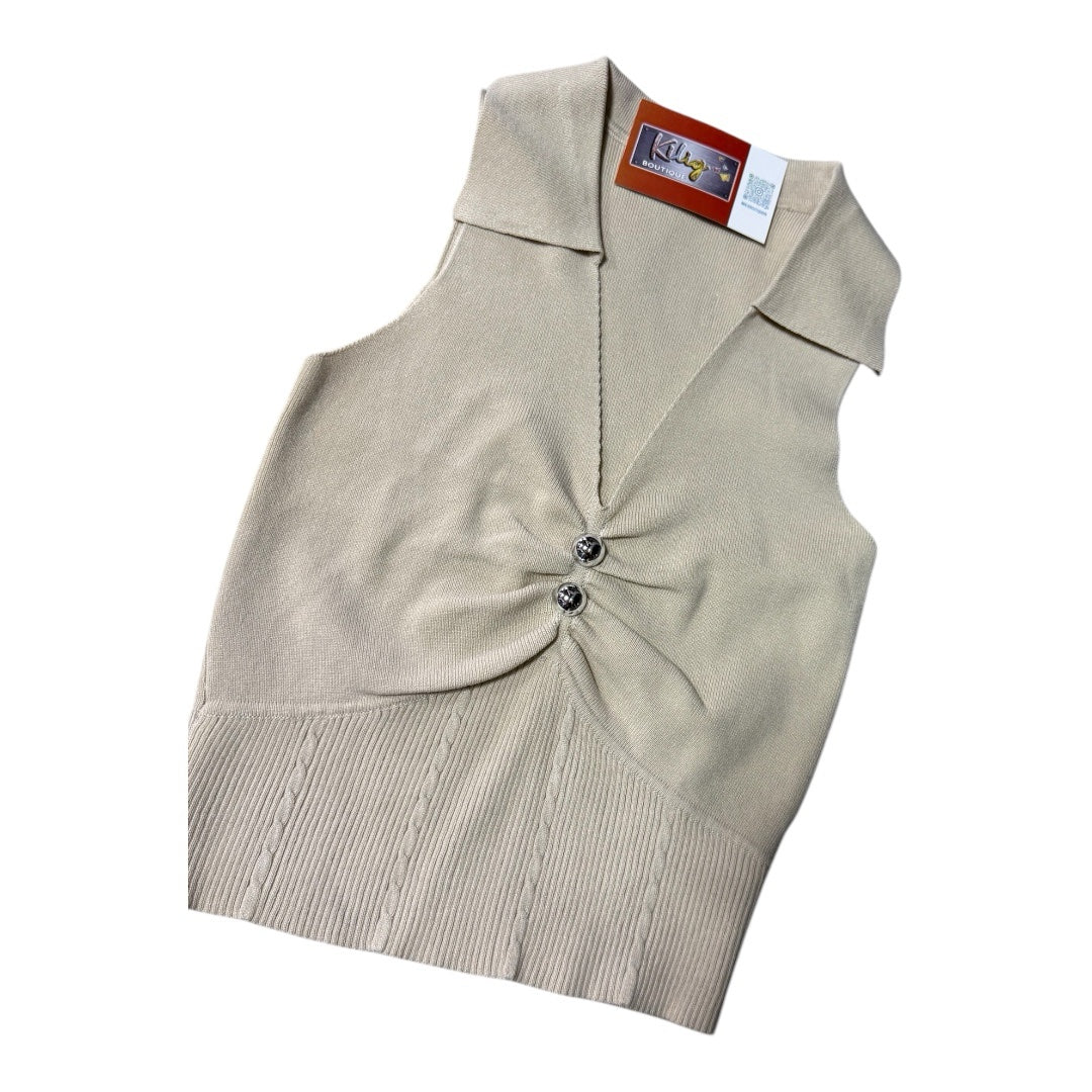 Camisa Tejido Elegante con Detalles en Botón Color Plata image 2