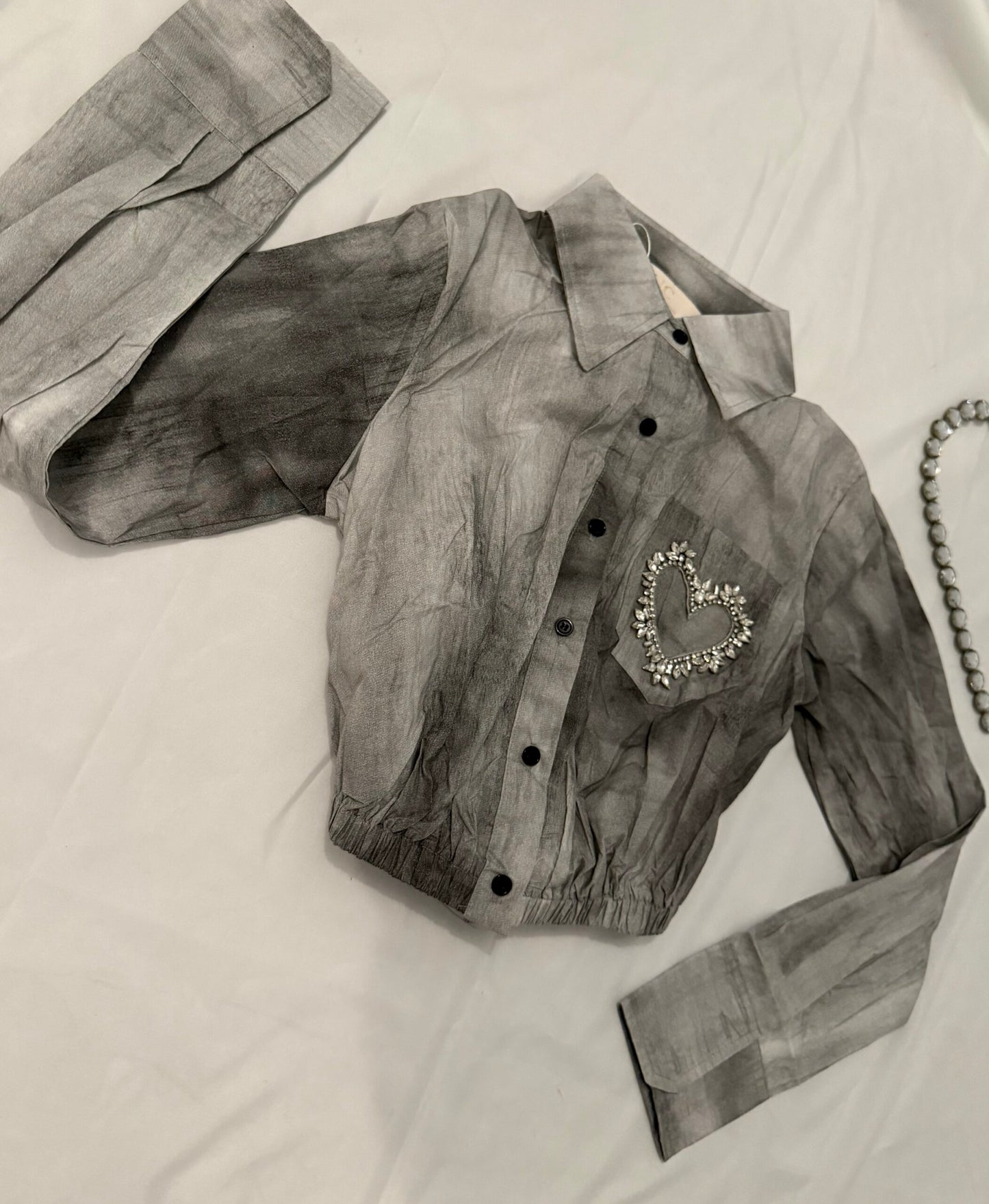 Blusa Denim con Corazón en Pedrería image 1