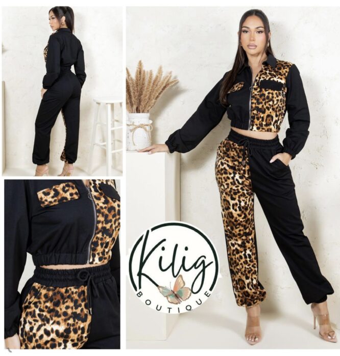 Conjunto de Animal Print y Negro