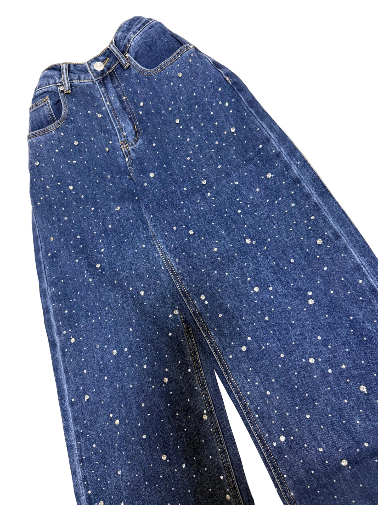 Mahon Wide Leg Denim con Brillantes