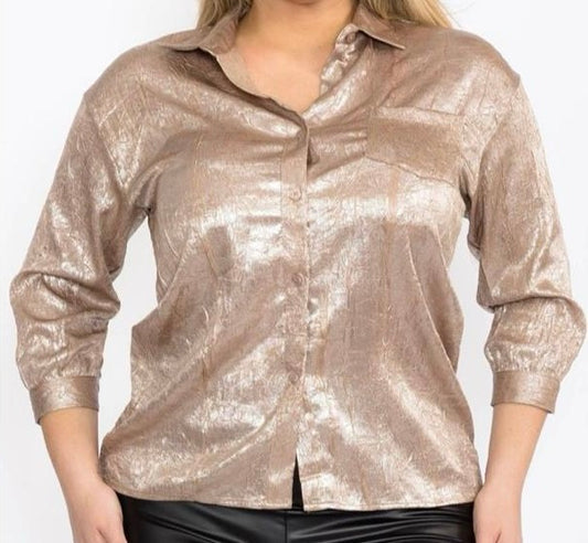 Blusa Metálica Plus Size con Estilo Moderno image 6