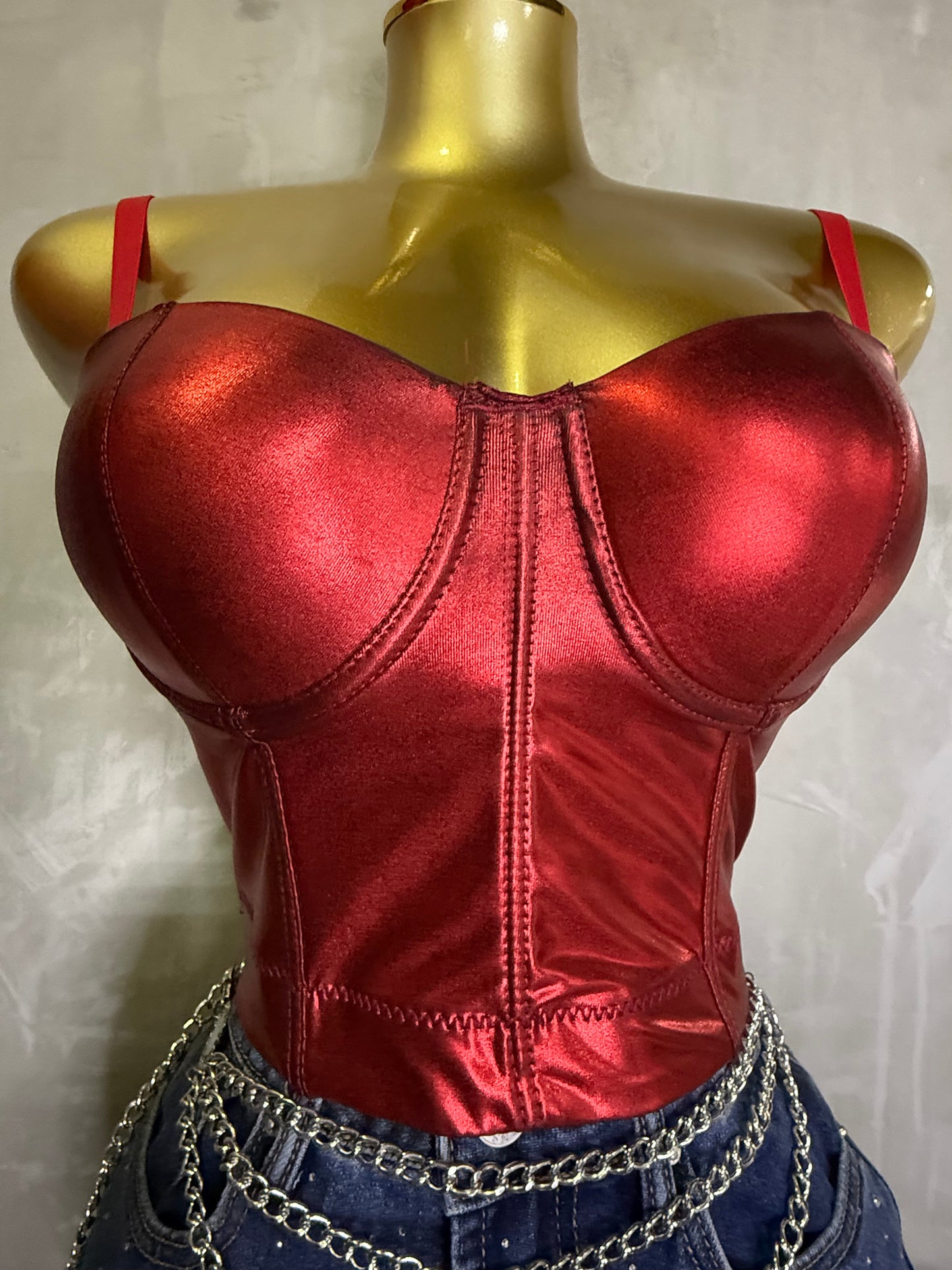 Corset Satinado Red Sculpt – Soporte & Brillo Premium