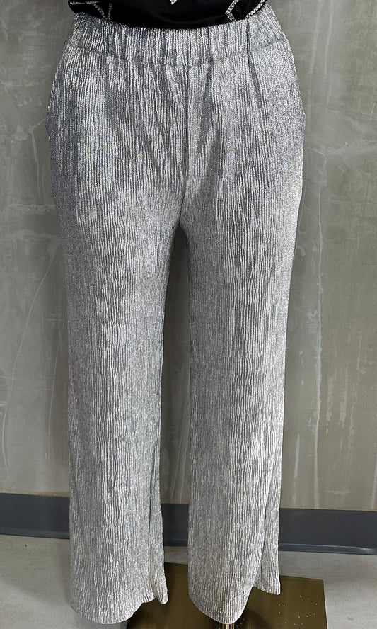 Pantalón Brillante Plateado – Plus Size