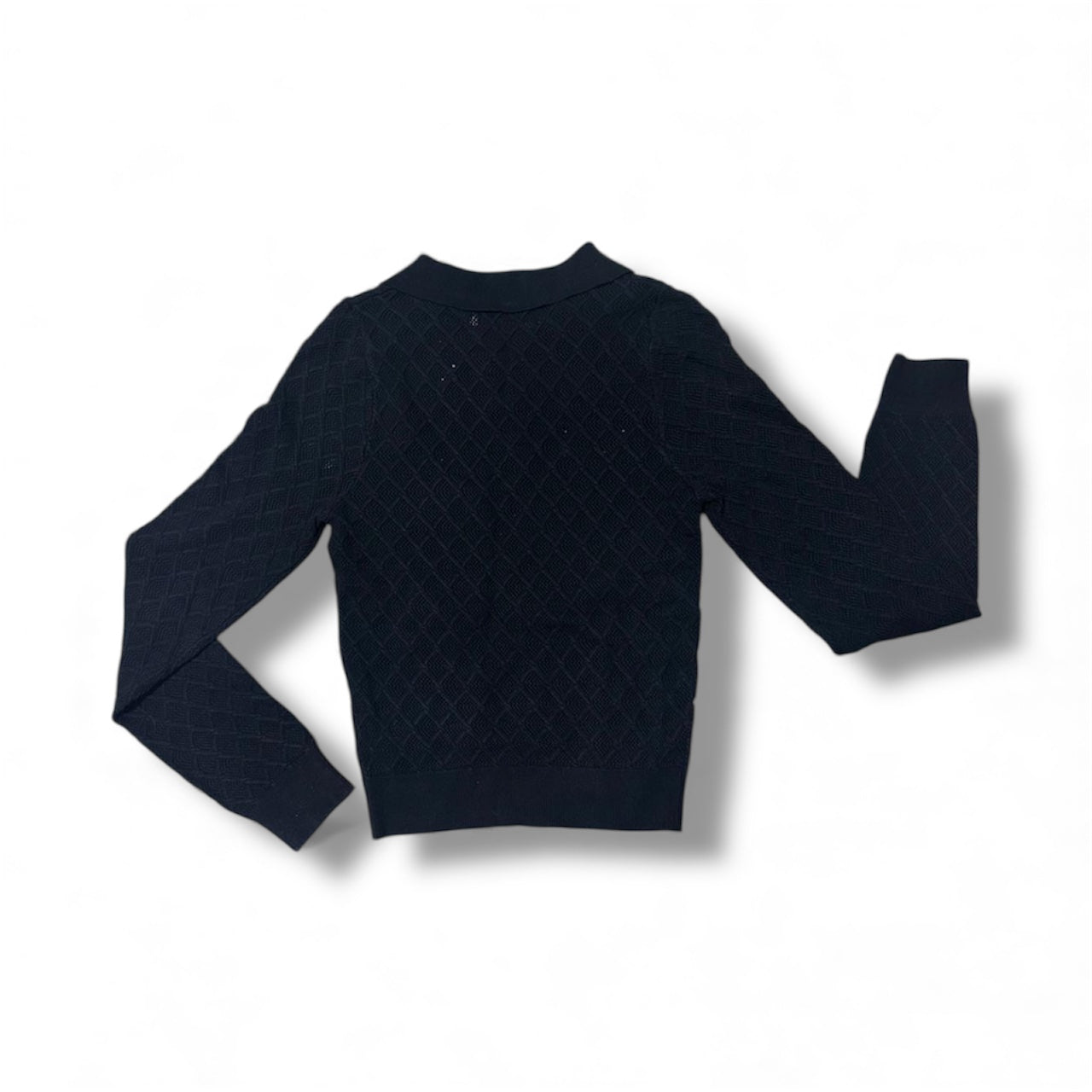 Suéter Polo Tejido Perlado – Color Negro