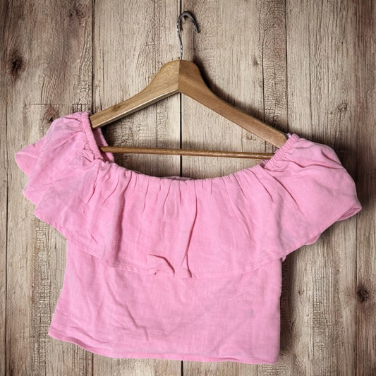 Blusa Rosa Off Shoulder con Volantes