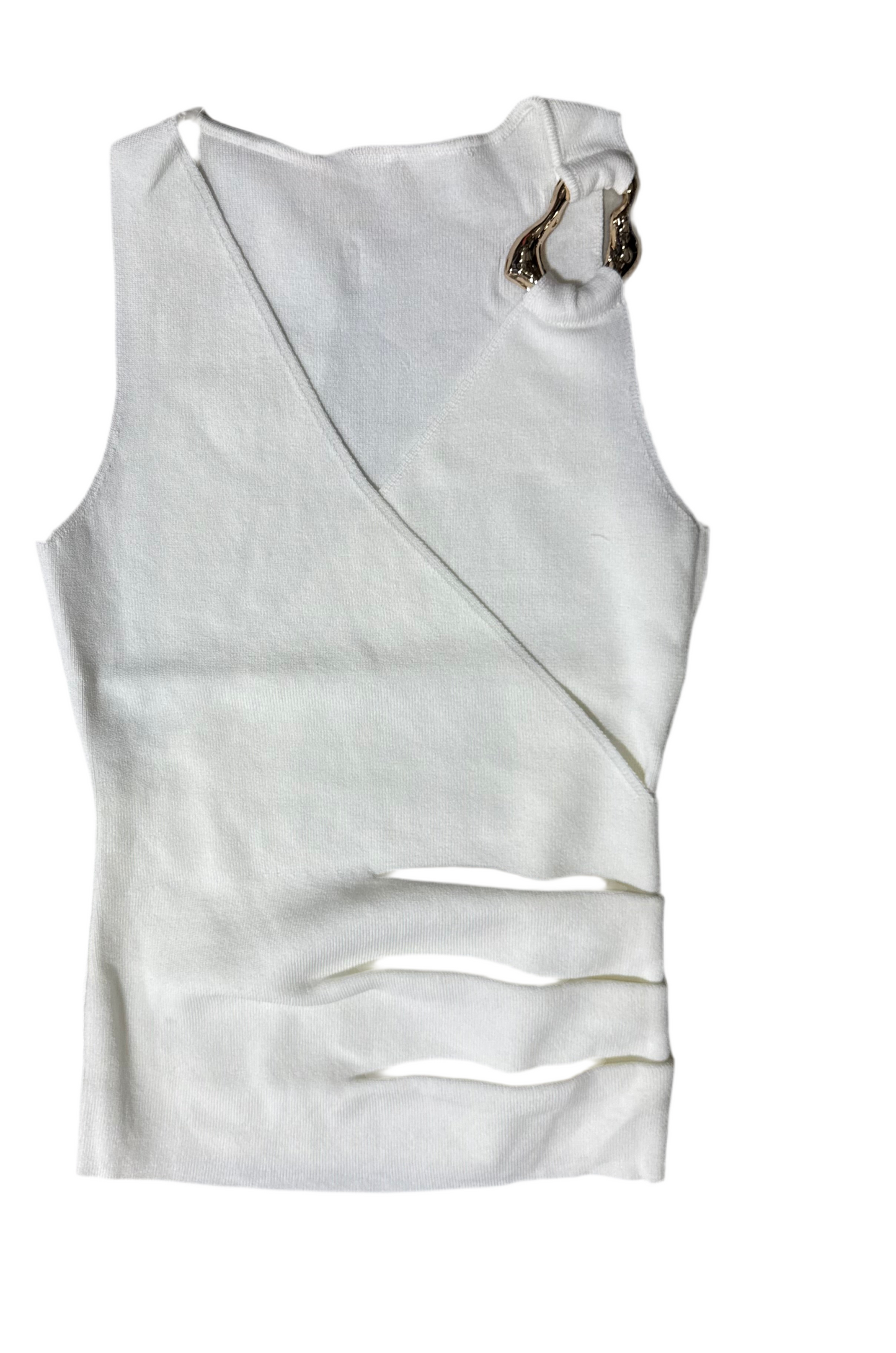 Top Cruzado Blanco con Detalle Oro