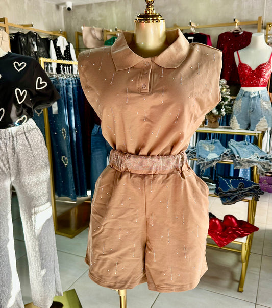 Conjunto  de Corto y Blusa con Detalles de Brillo