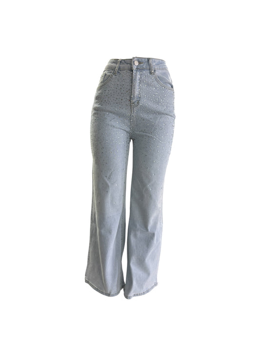 Mahón Wide Leg Light Blue con Brillos Premium