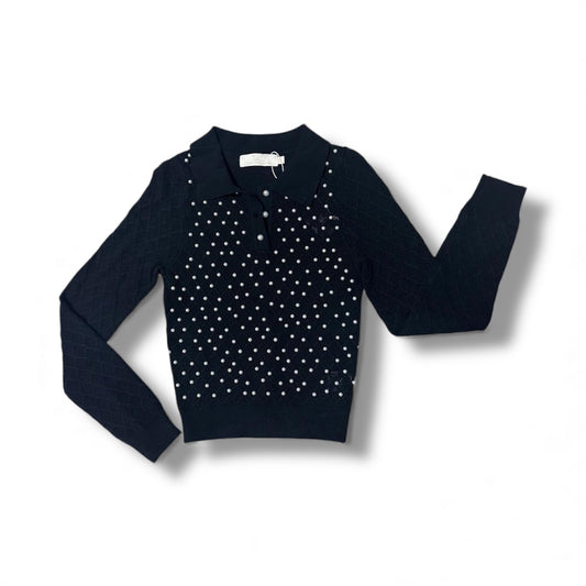 Suéter Polo Tejido Perlado – Color Negro