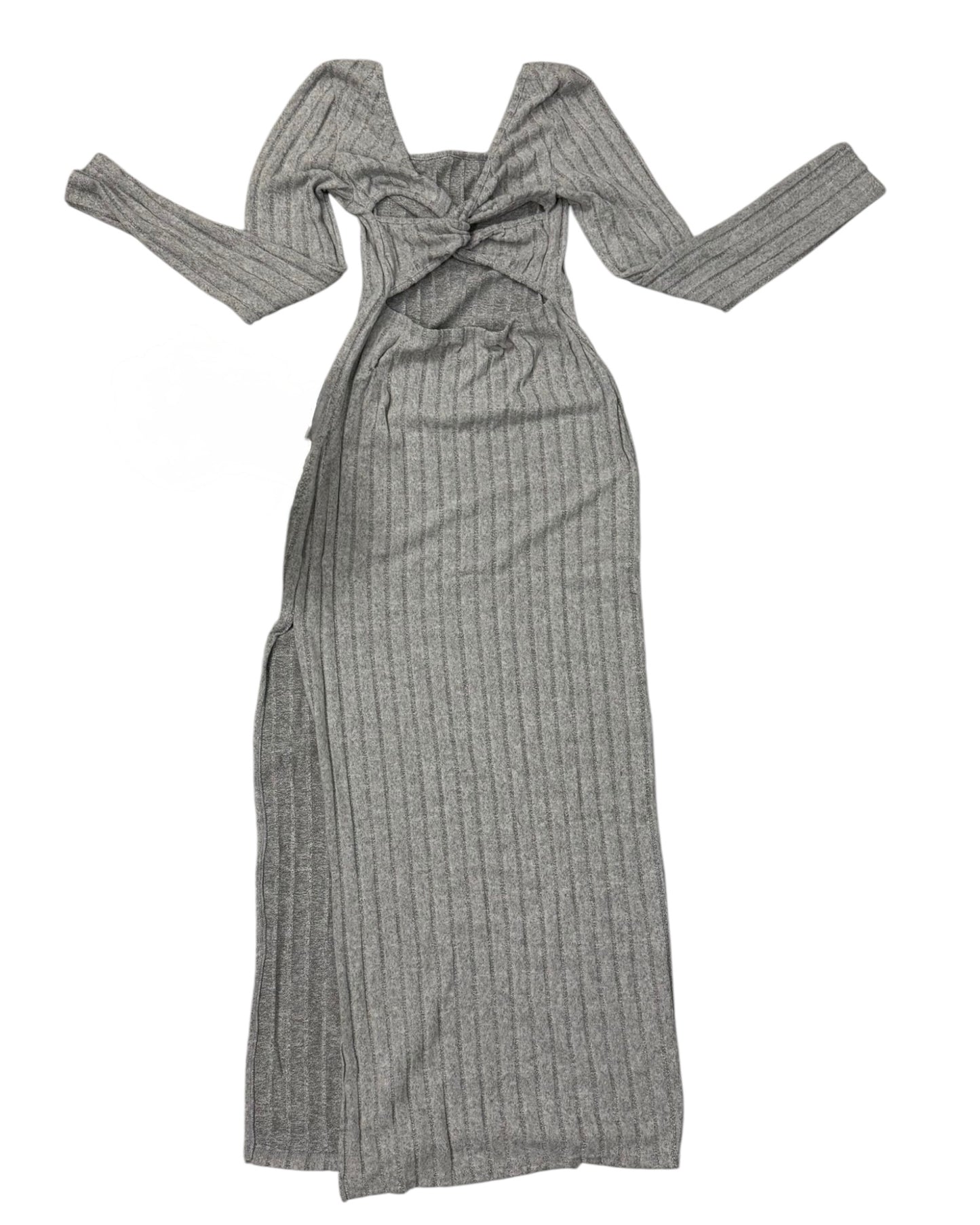 Vestido Midi de Manga Larga con Espalda Descubierta