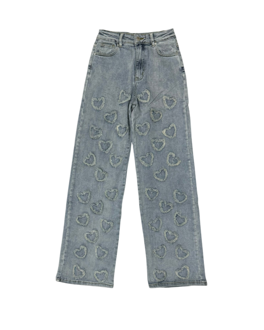 Pantalón de Mahón con Diseño de Corazones