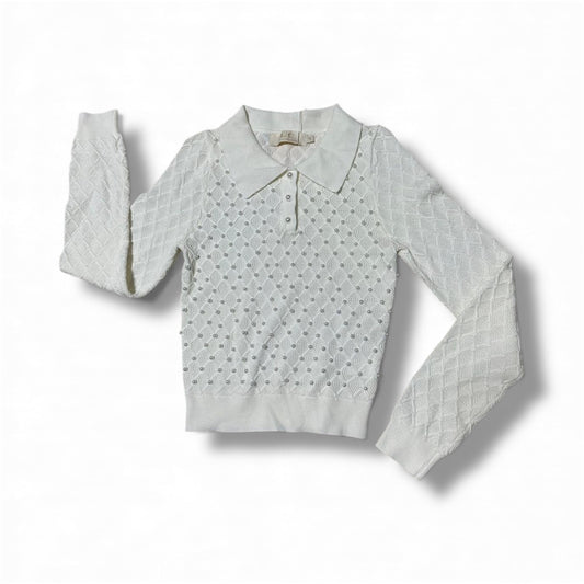 Suéter Polo Tejido Perlado – Color Ivory