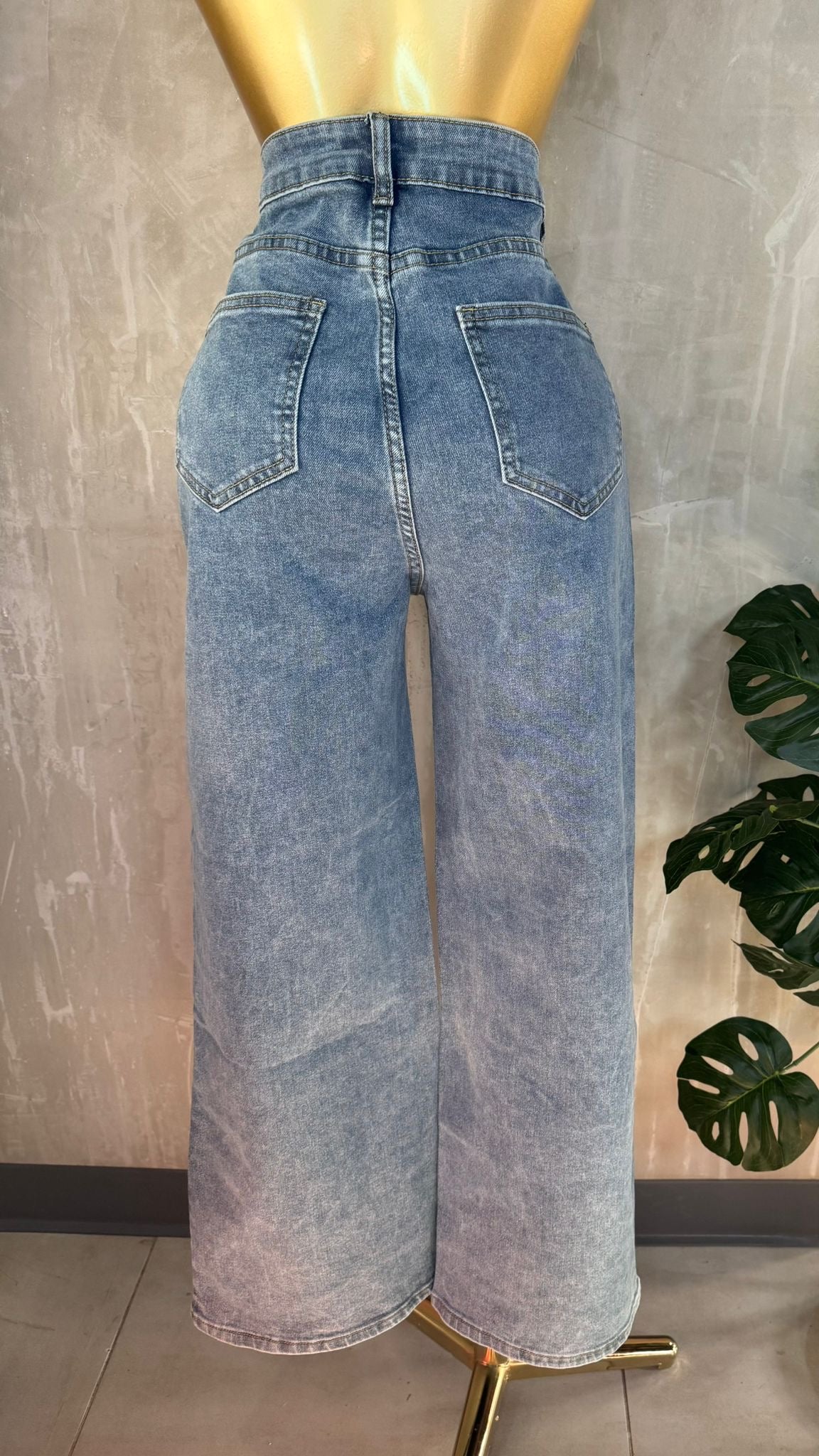 Mahón Denim Wide Leg con Brillos