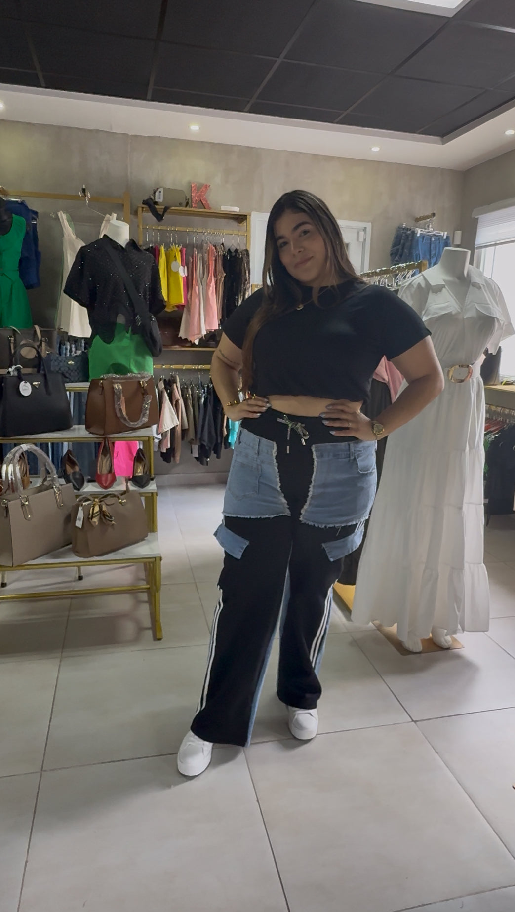 Pantalón Plus Deportivo Estilo Urbano con Mahón y Algodón