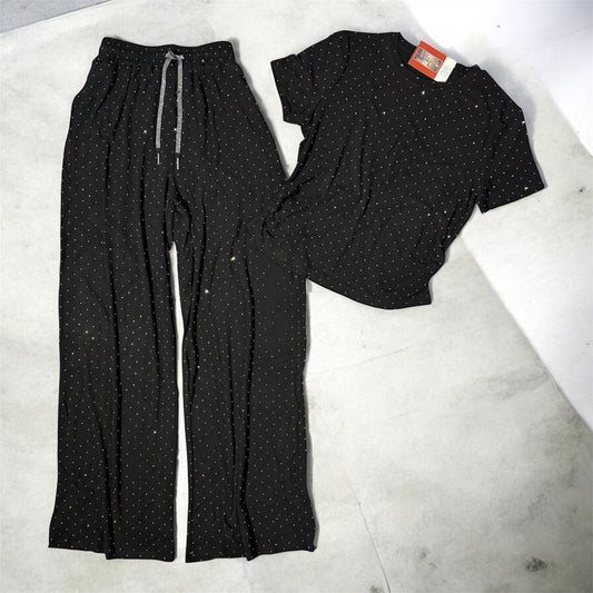 Conjunto de Dos Piezas Plus Negro con Brillos