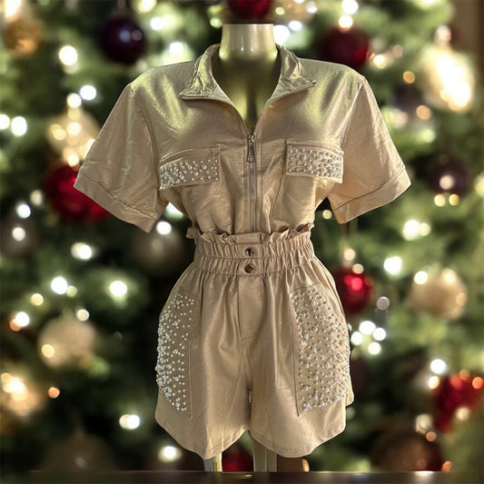 Conjunto Dorado con Perlas