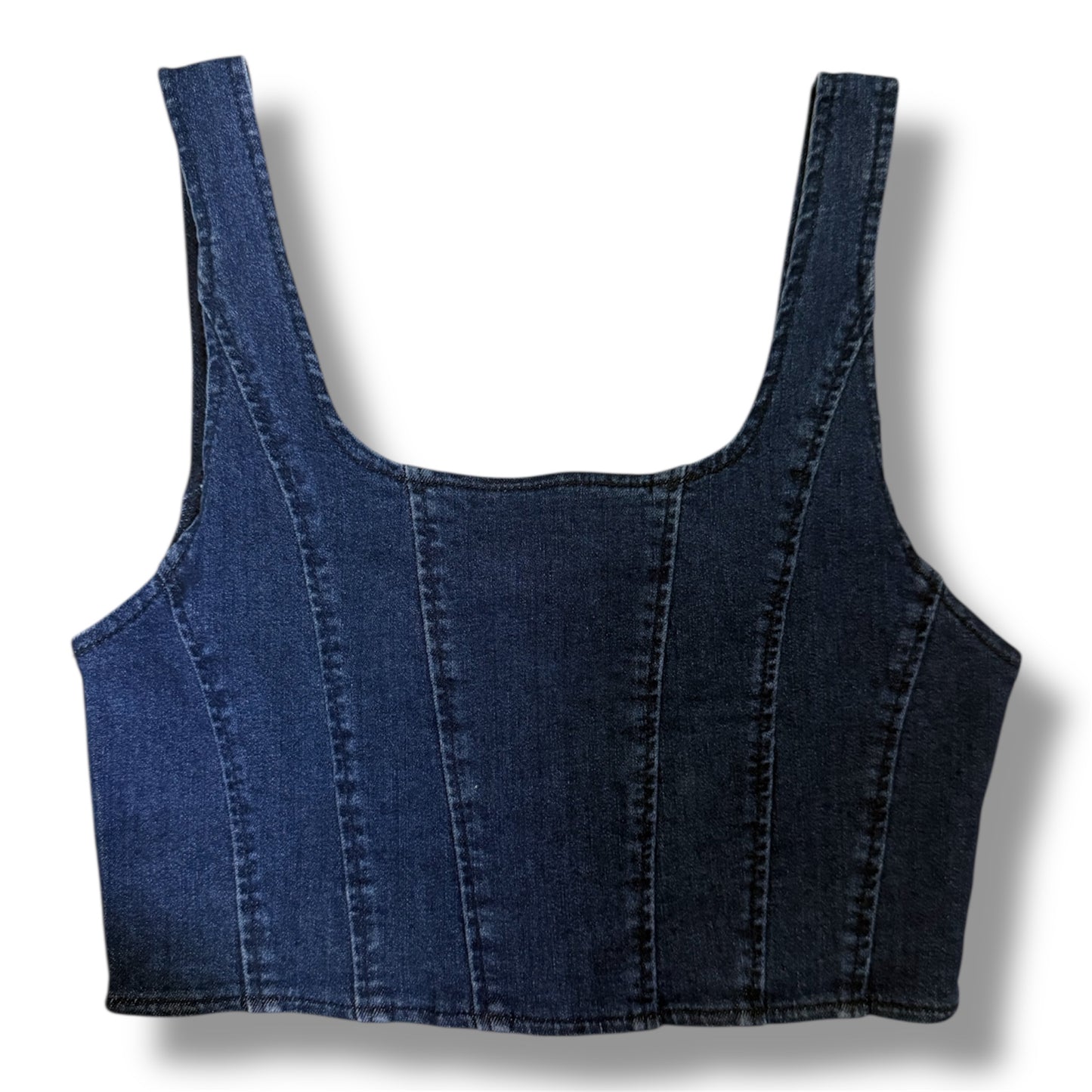 Top Corset de Mahón Azul con Cierre Frontal – Estilo Denim Moderno