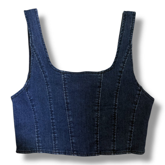 Top Corset de Mahón Azul con Cierre Frontal – Estilo Denim Moderno